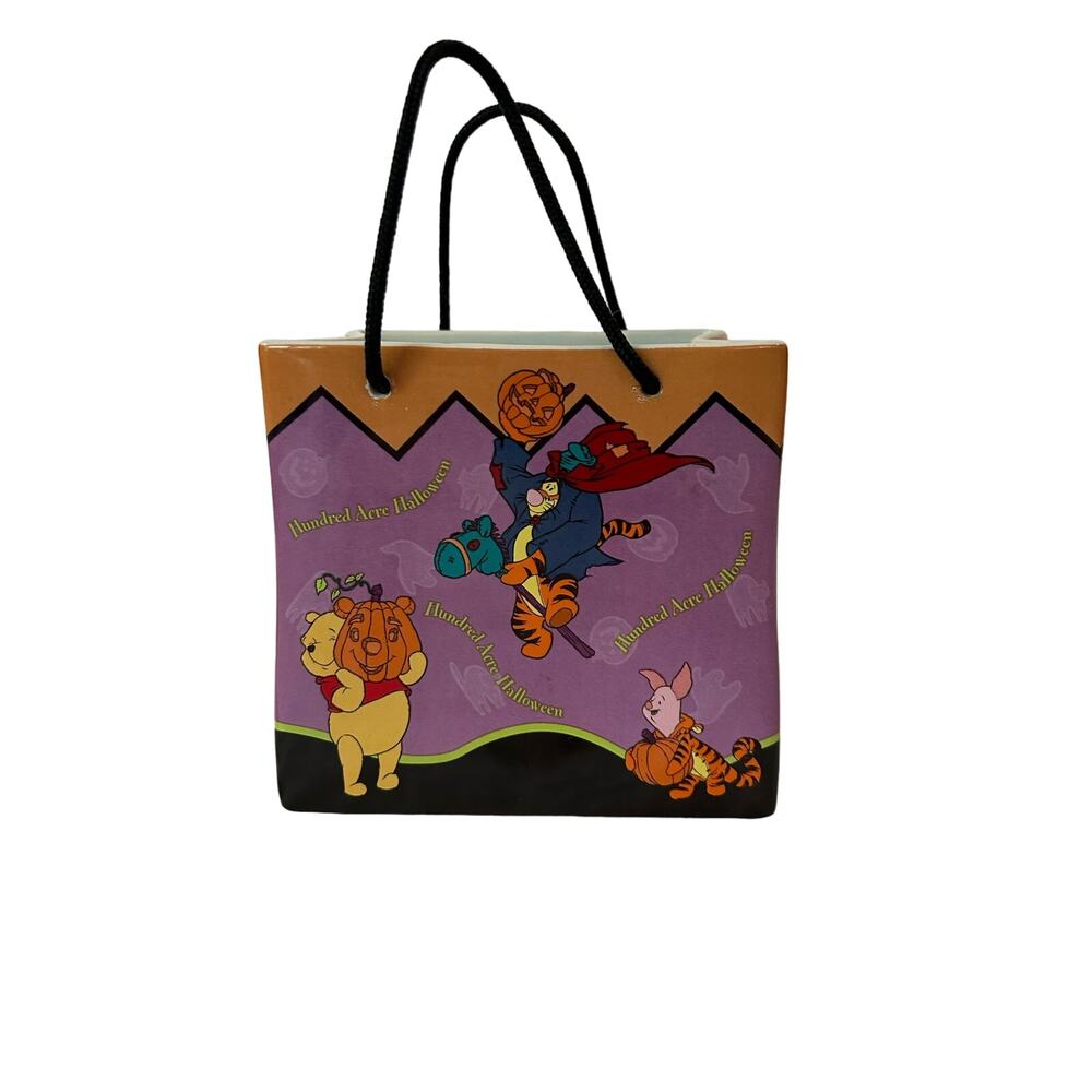 2000 Disney Winnie the Pooh Hundred Acre Halloween Ceramic Candy Bag Vase